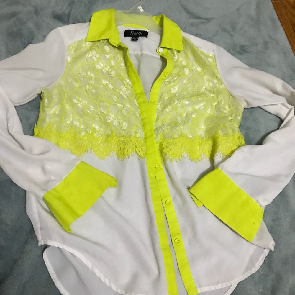 White and green neon blouse